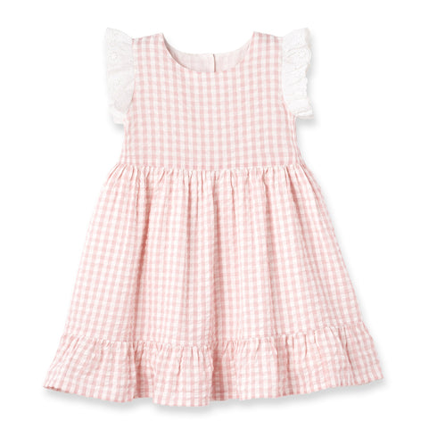 pink-gingham-cotton-dress-with-eyelet-flutter-sleeves Tesa Babe - Sophia's StyleBaby Girl Clothes-1